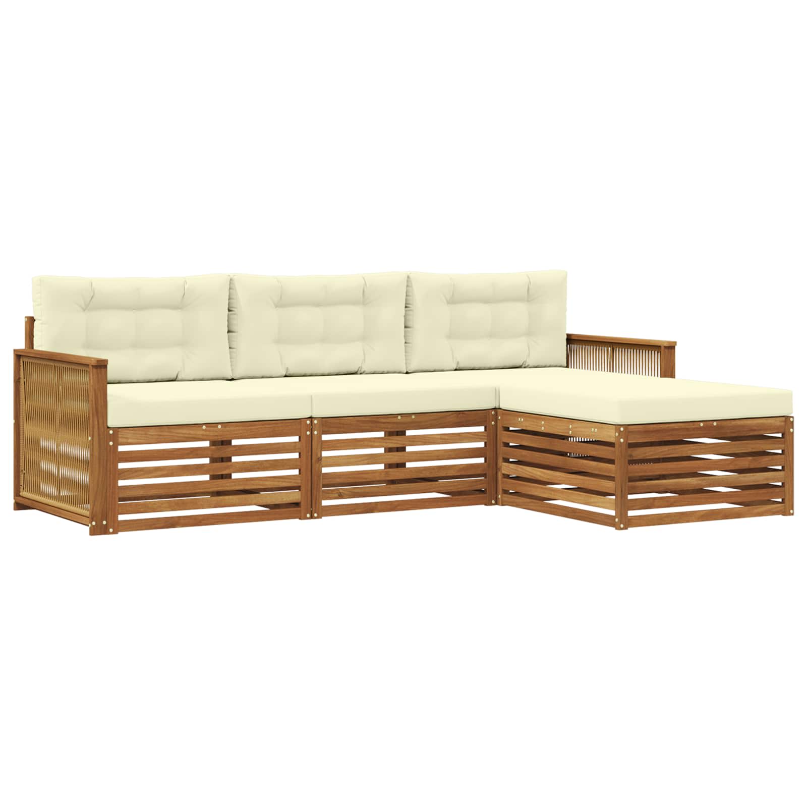 vidaXL Zestaw sof na zewnątrz Naturalny i Kremowy 249 x 162,5 x 73 cm