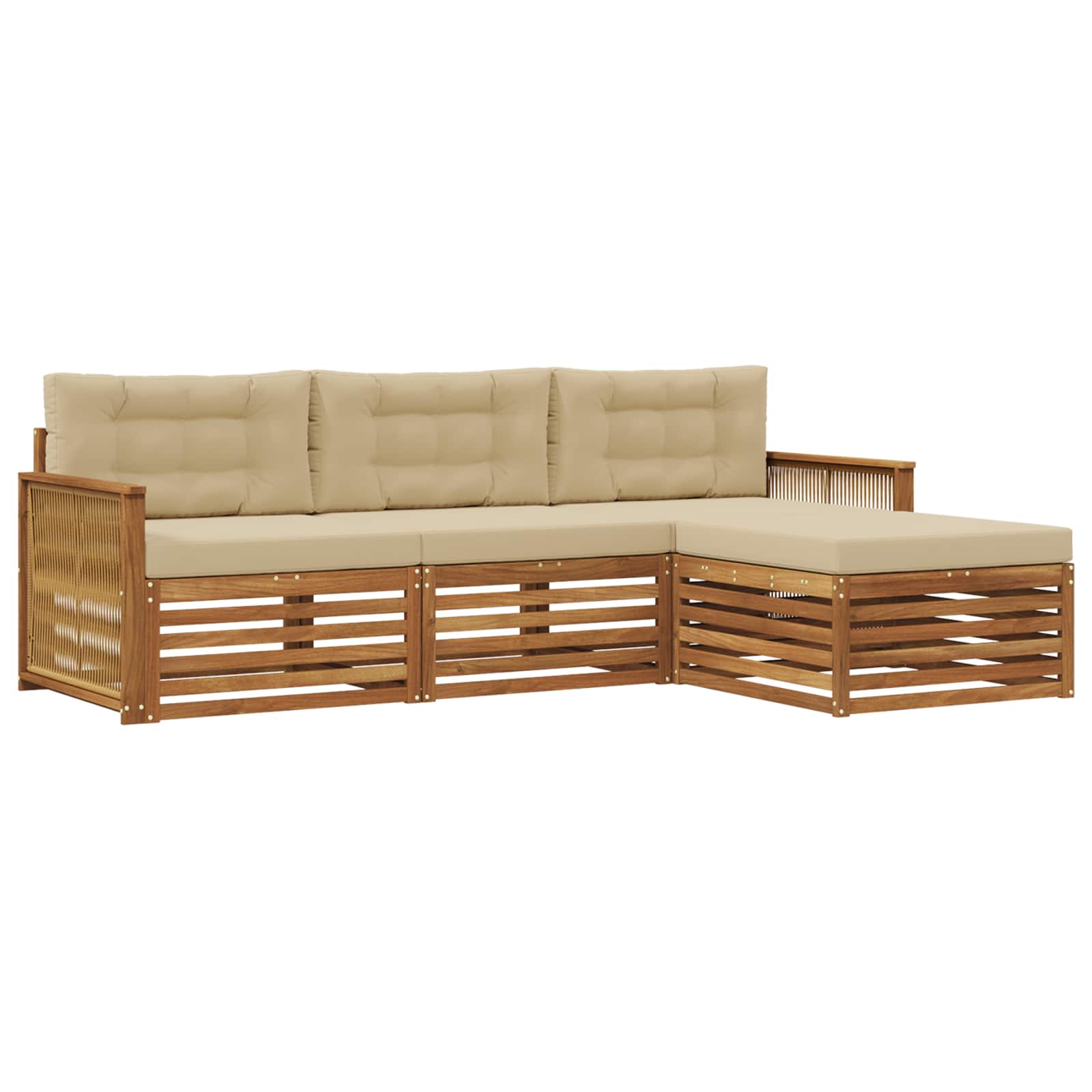 vidaXL Zestaw sof na zewnątrz Naturalny i Beżowy 249 x 162,5 x 73 cm