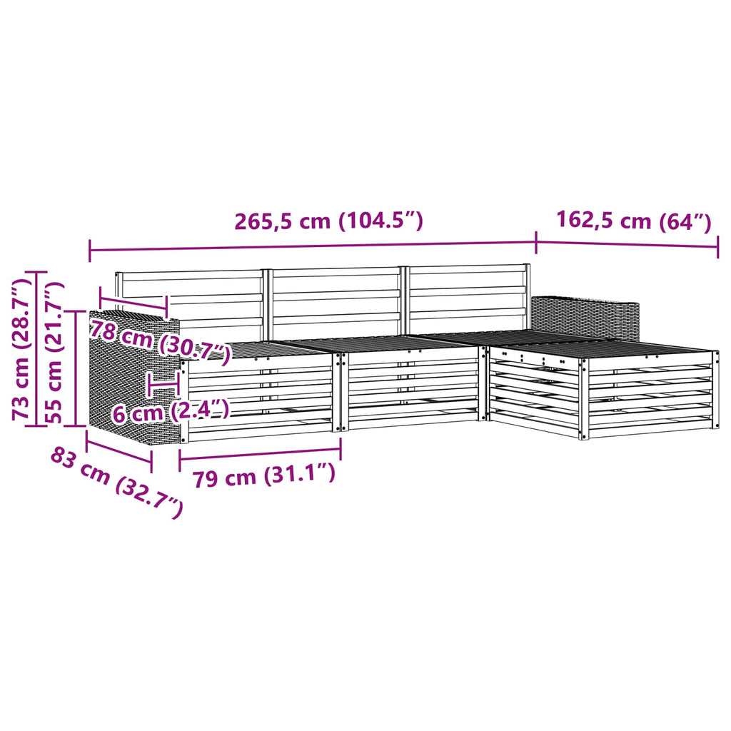 vidaXL Zestaw sof na zewnątrz 5 pcs Lite Drewno Akacji