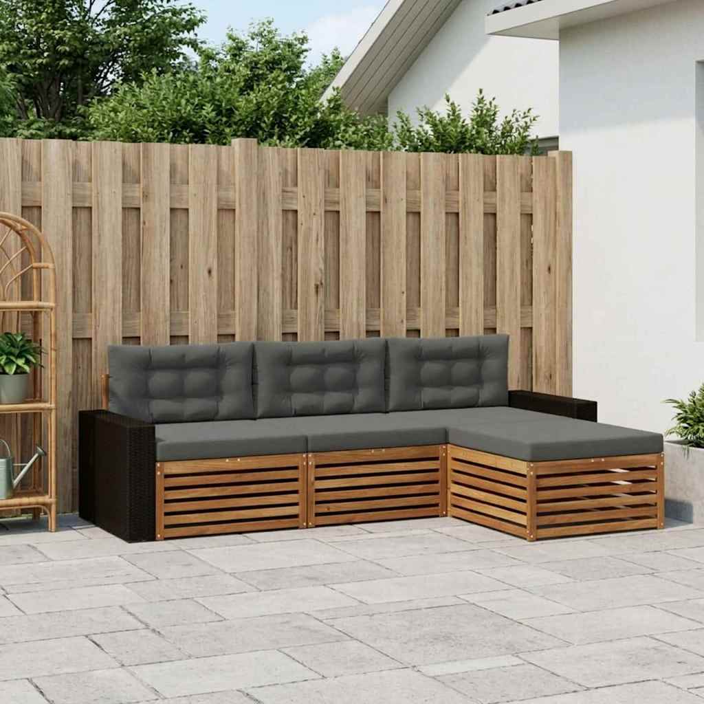 vidaXL Zestaw sof na zewnątrz 4 pcs Naturalny i Antracytowy Poliester