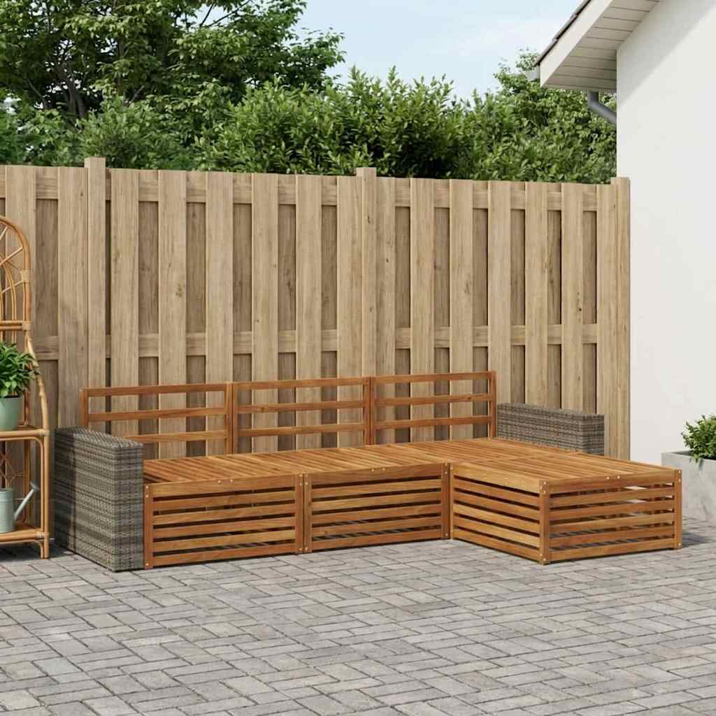 vidaXL Zestaw sof na zewnątrz 4 pcs naturalny Lite Drewno Akacji