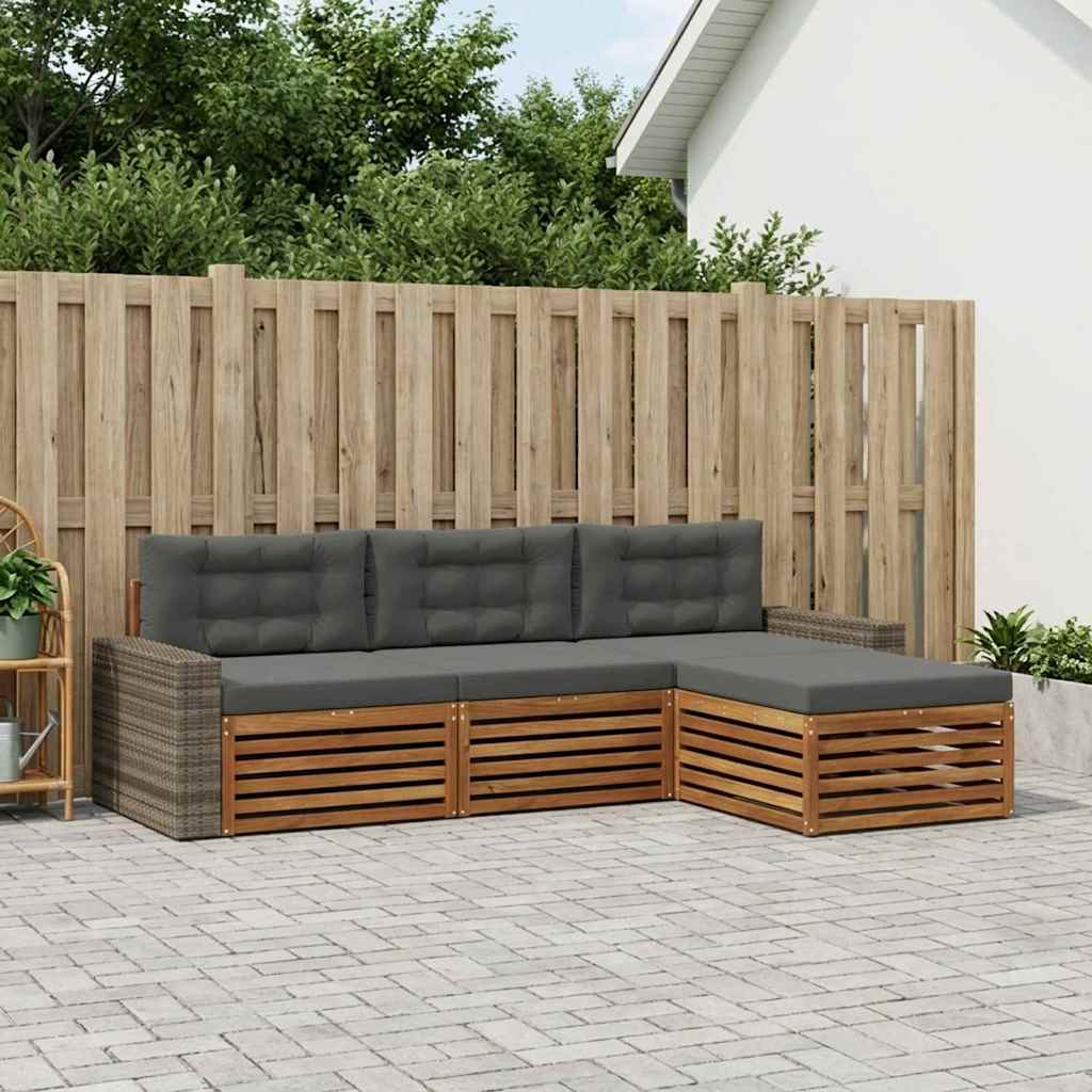 vidaXL Zestaw sof na zewnątrz 4 pcs Naturalny i Antracytowy Poliester