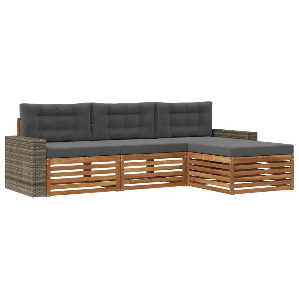 vidaXL Zestaw sof na zewnątrz 4 pcs Naturalny i Antracytowy Poliester