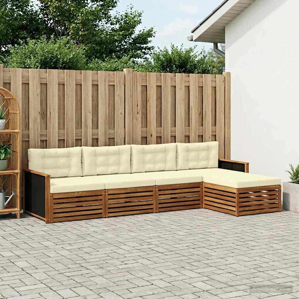 vidaXL Zestaw sof na zewnątrz 5 pcs Naturalny i Kremowy Poliester