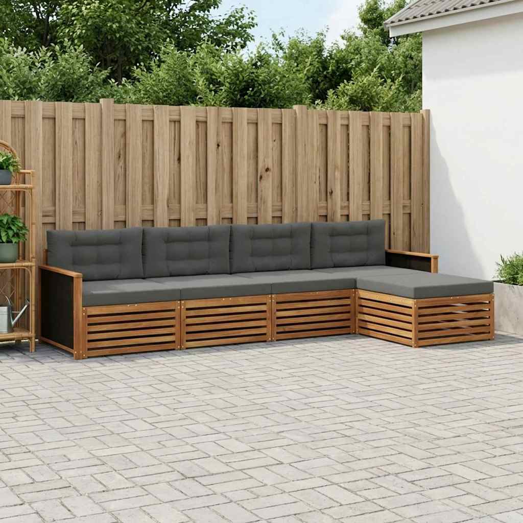 vidaXL Zestaw sof na zewnątrz 5 pcs Naturalny i Antracytowy Poliester