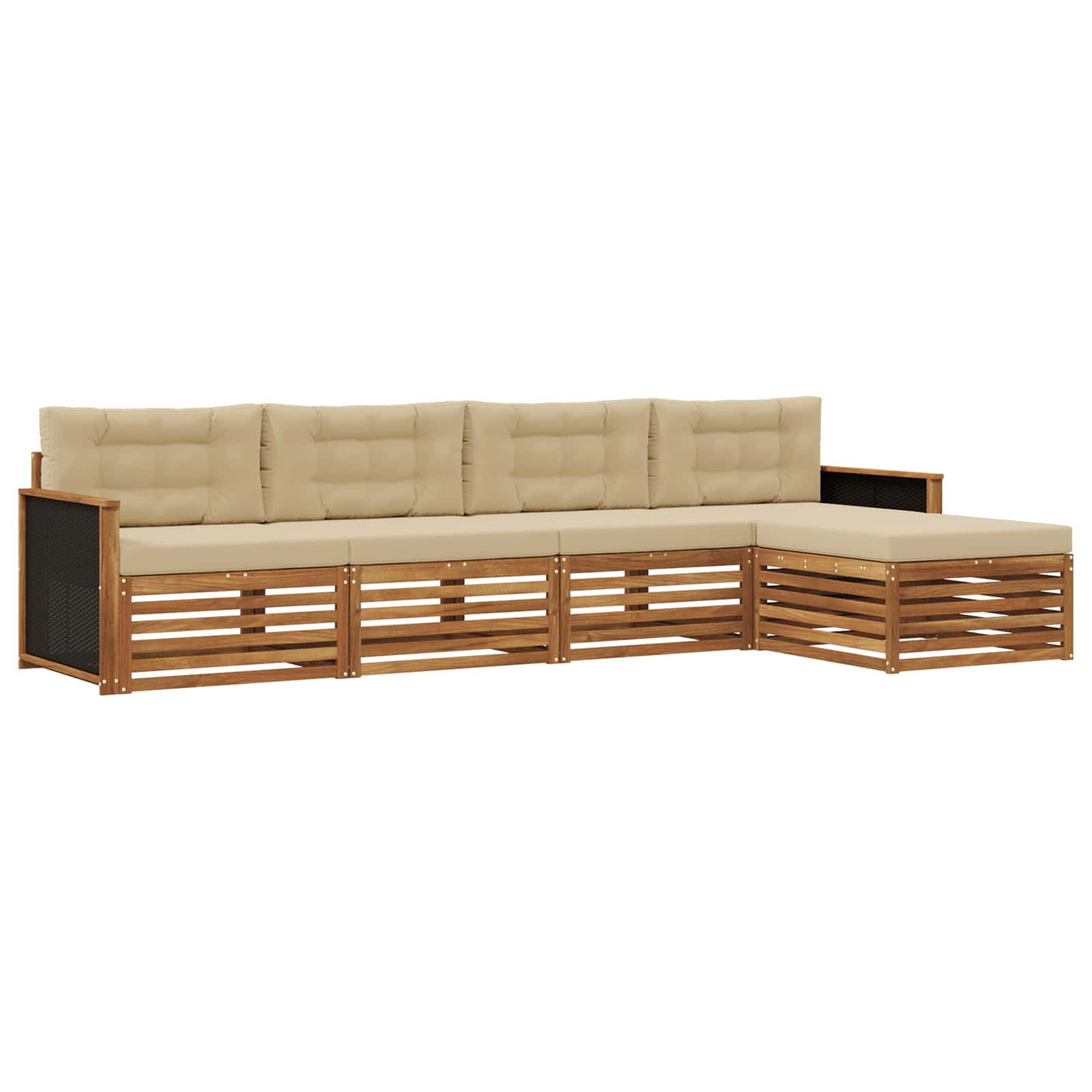 vidaXL Zestaw sof na zewnątrz 5 pcs Naturalny i Beżowy Poliester