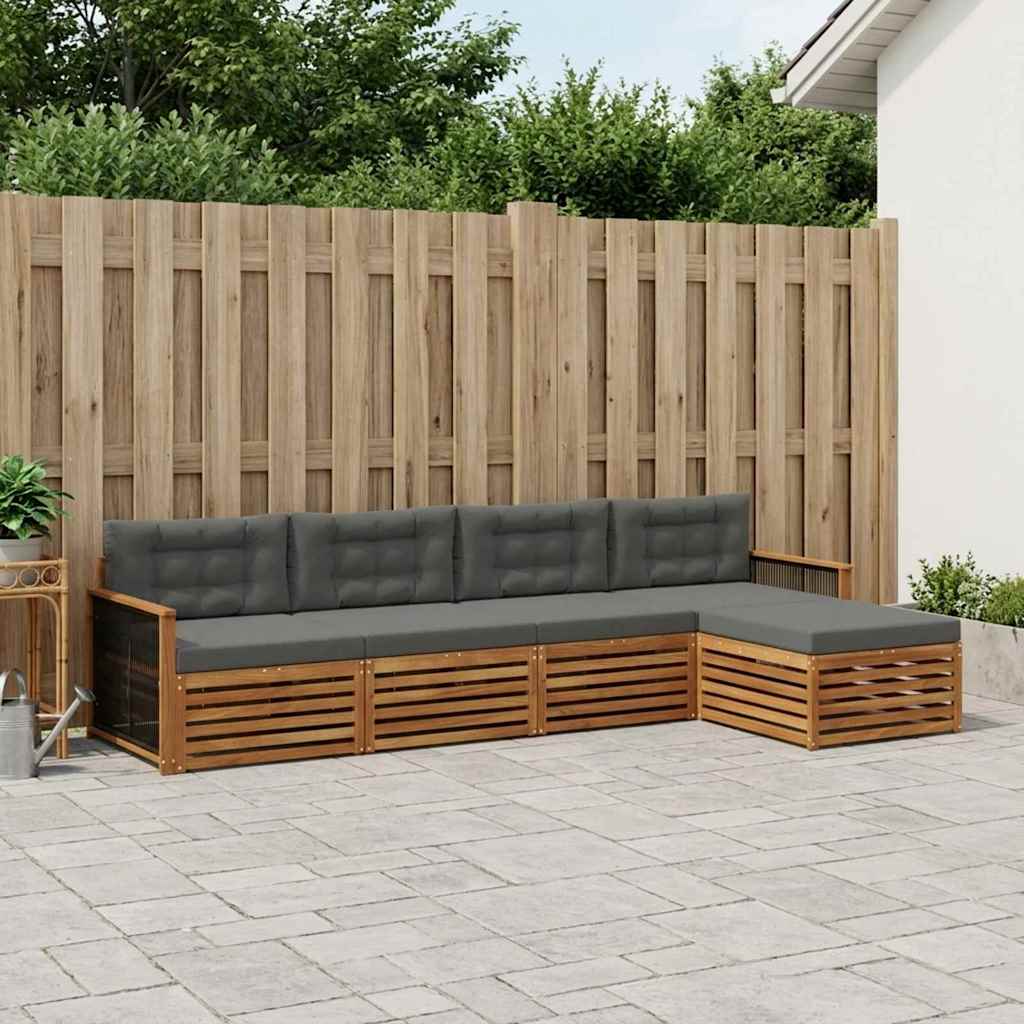 vidaXL Zestaw sof na zewnątrz z poduszką 5 pcs Naturalny i Antracytowy