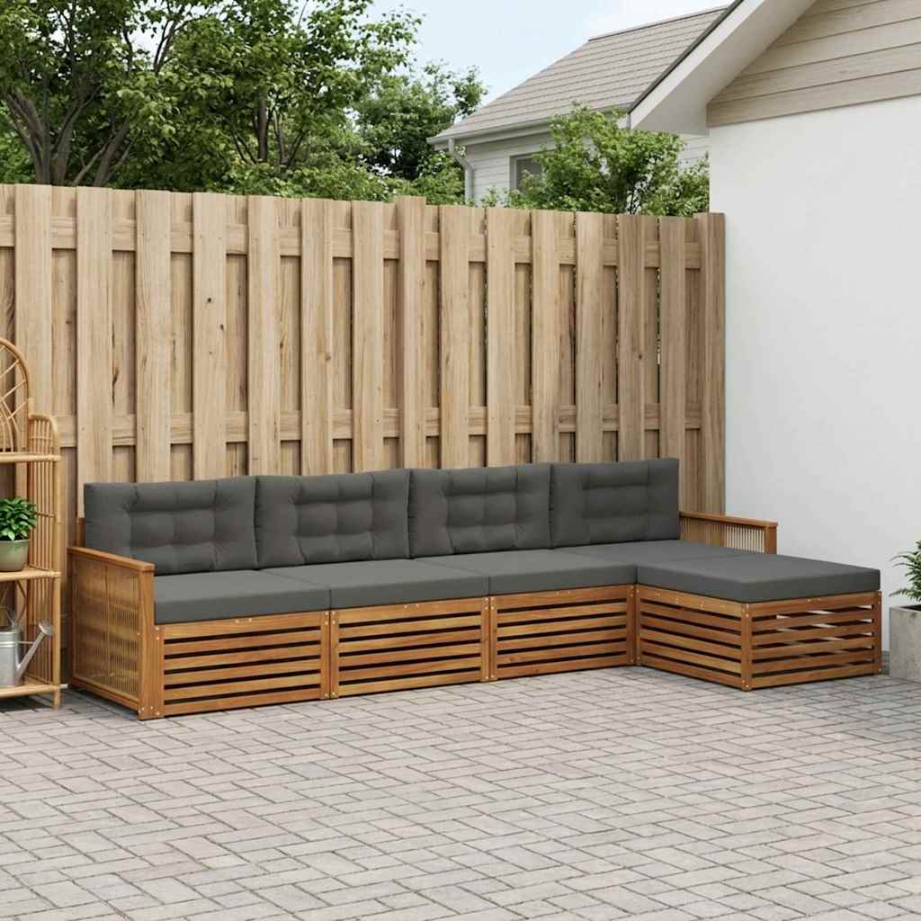 vidaXL Zestaw sof na zewnątrz z poduszką 5 pcs Naturalny i Antracytowy