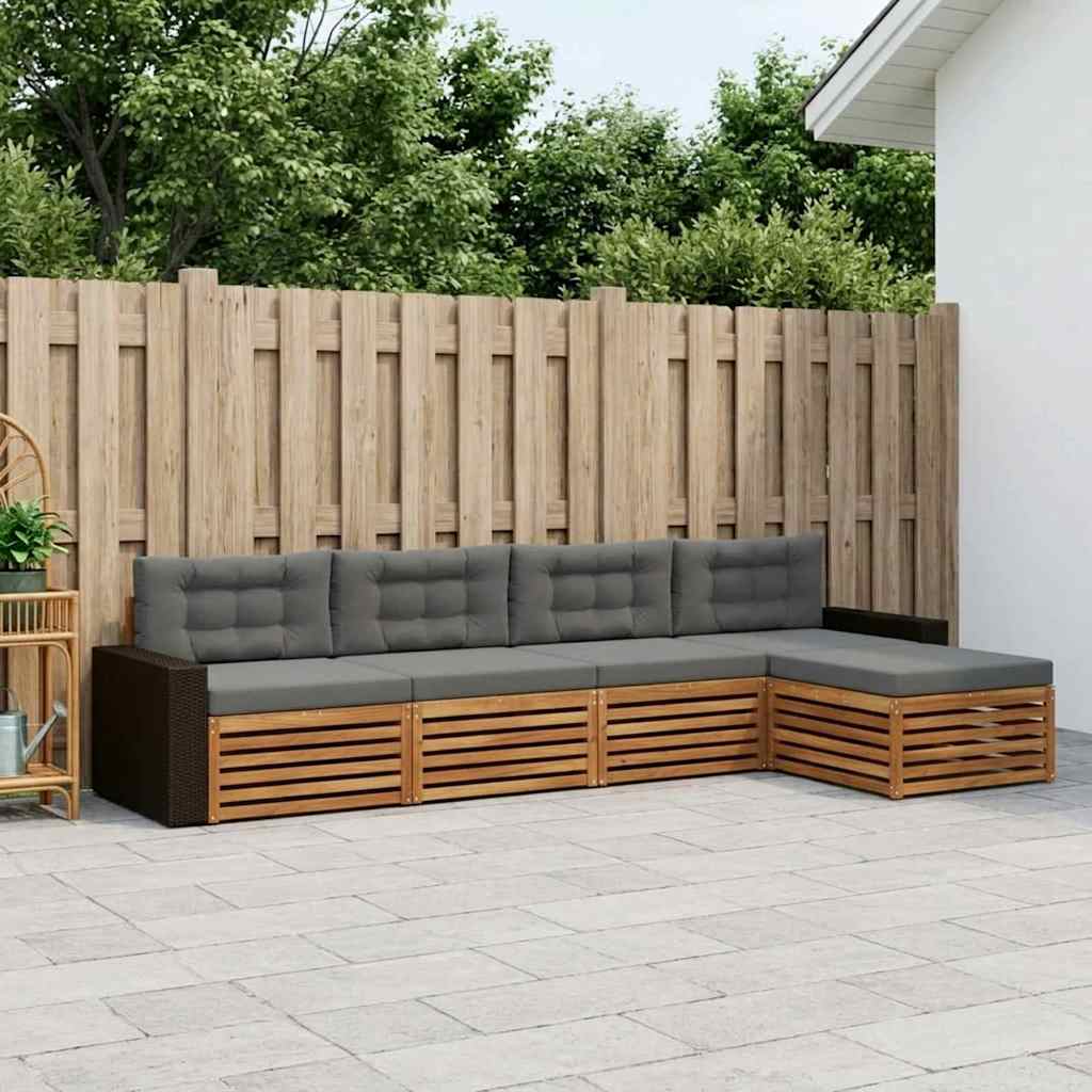 vidaXL Zestaw sof na zewnątrz 5 pcs Naturalny i Antracytowy Poliester
