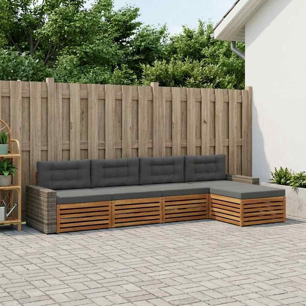 vidaXL Zestaw sof na zewnątrz 5 pcs Naturalny i Antracytowy Poliester