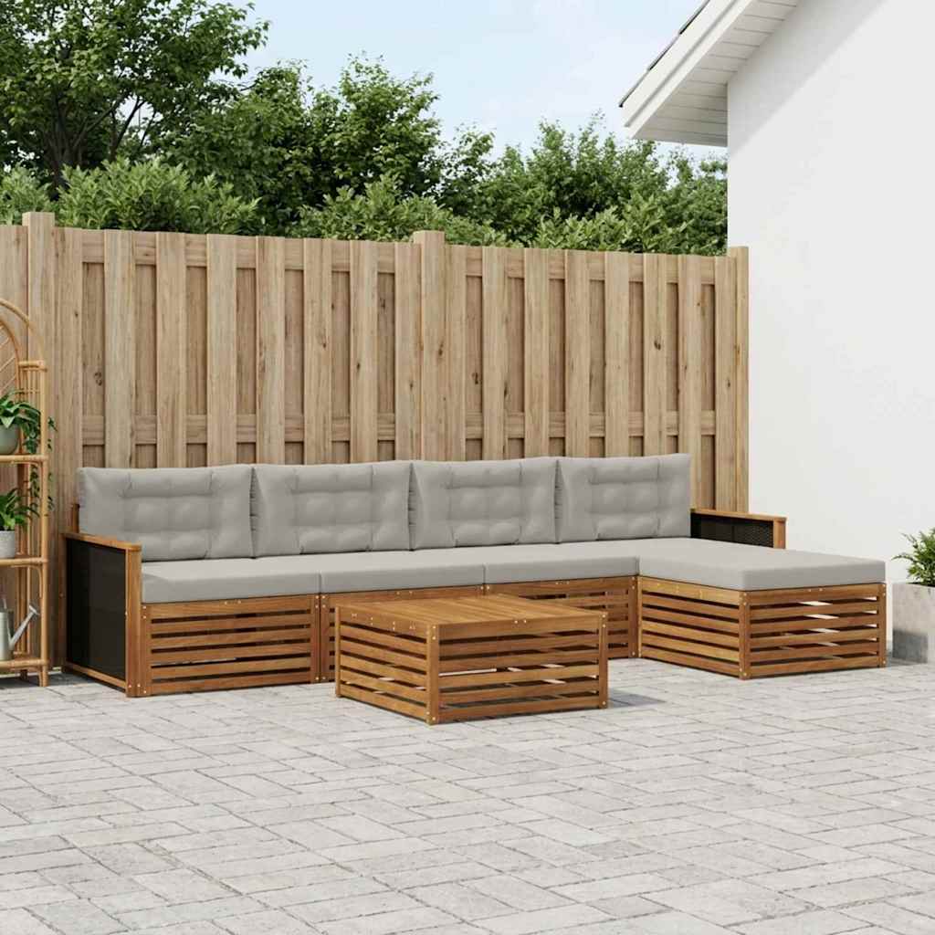 vidaXL Zestaw sof na zewnątrz 6 pcs Naturalny i jasnoszary