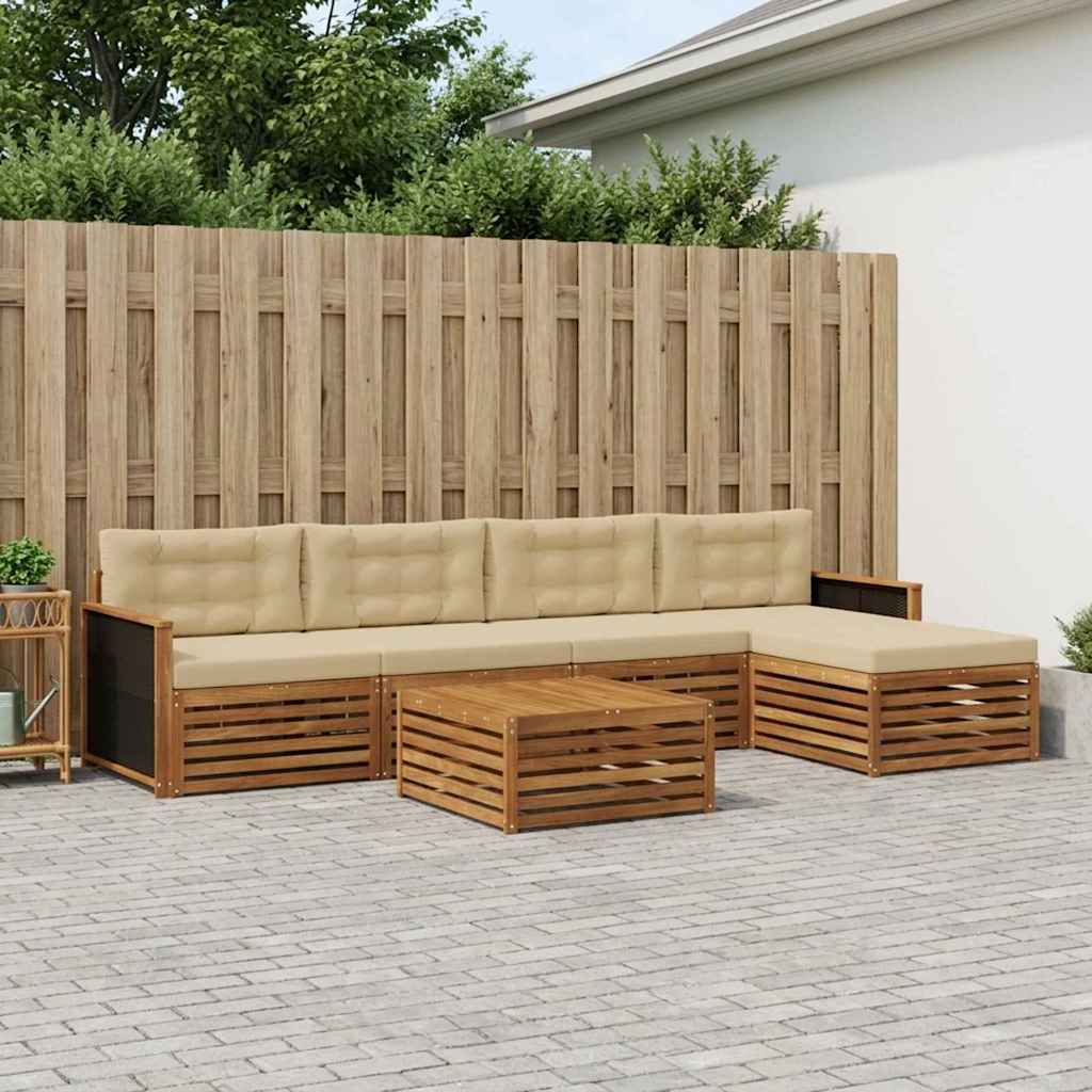 vidaXL Zestaw sof na zewnątrz 6 pcs Naturalny i Beżowy 79 x 79 x 37 cm