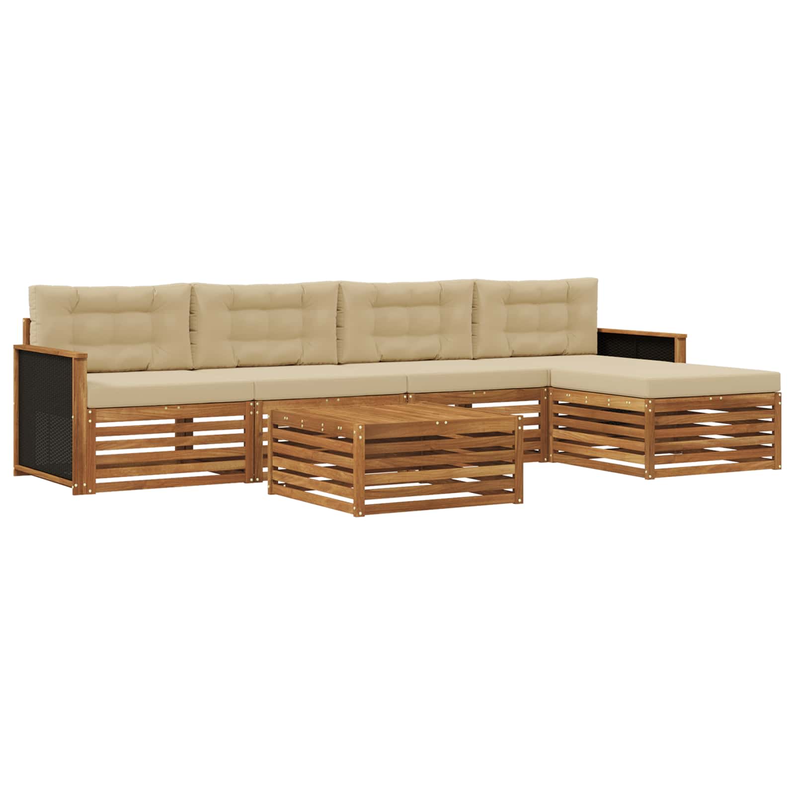 vidaXL Zestaw sof na zewnątrz 6 pcs Naturalny i Beżowy 79 x 79 x 37 cm