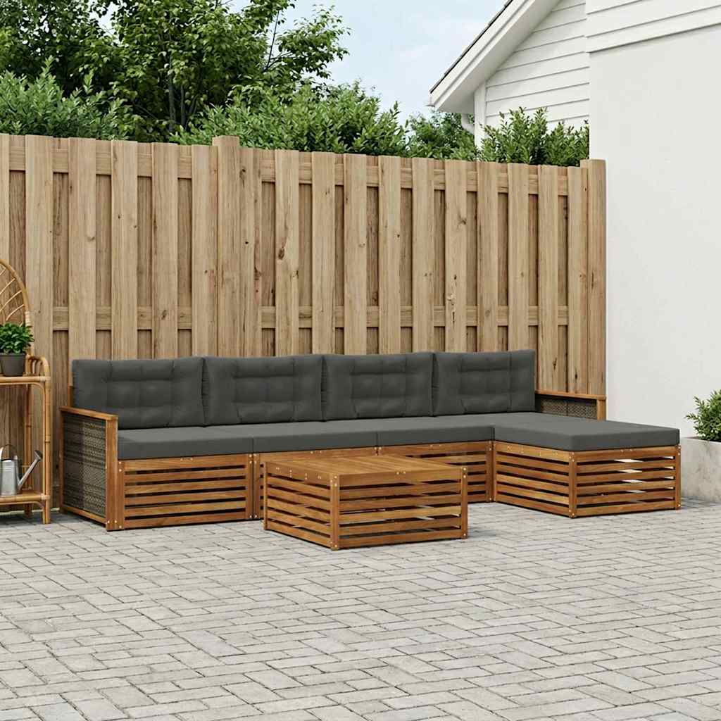 vidaXL Zestaw sof na zewnątrz z poduszką 6 pcs Naturalny i Antracytowy