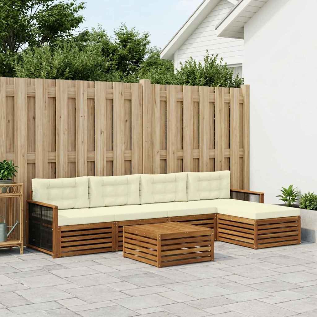 vidaXL Zestaw sof na zewnątrz z poduszką 6 pcs Naturalny i Kremowy