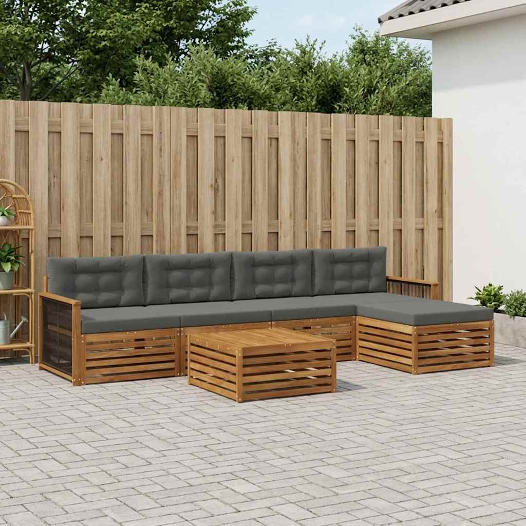 vidaXL Zestaw sof na zewnątrz z poduszką 6 pcs Naturalny i Antracytowy