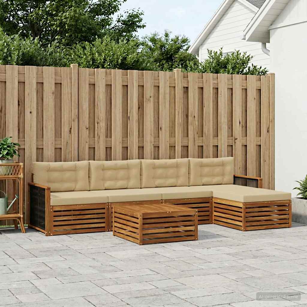 vidaXL Zestaw sof na zewnątrz z poduszką 6 pcs Naturalny i Beżowy
