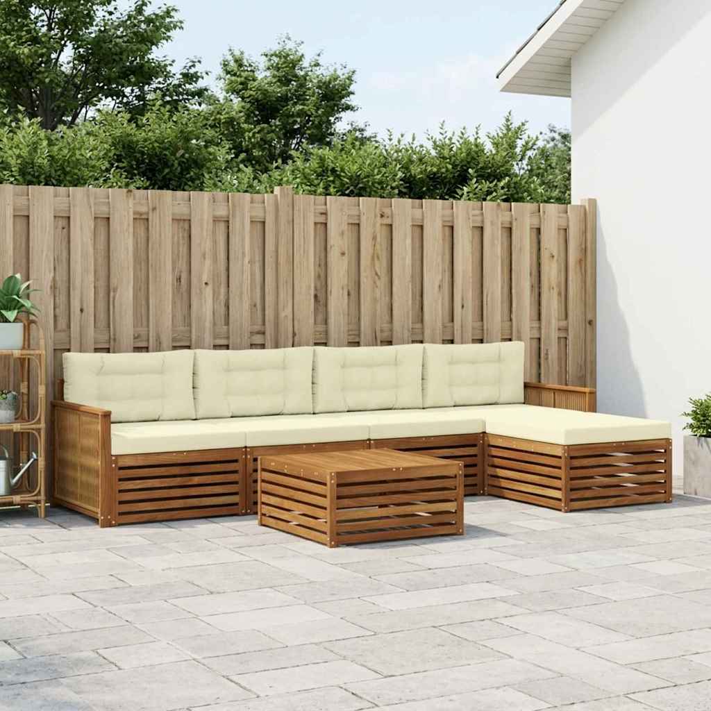 vidaXL Zestaw sof na zewnątrz z poduszką 6 pcs Naturalny i Kremowy