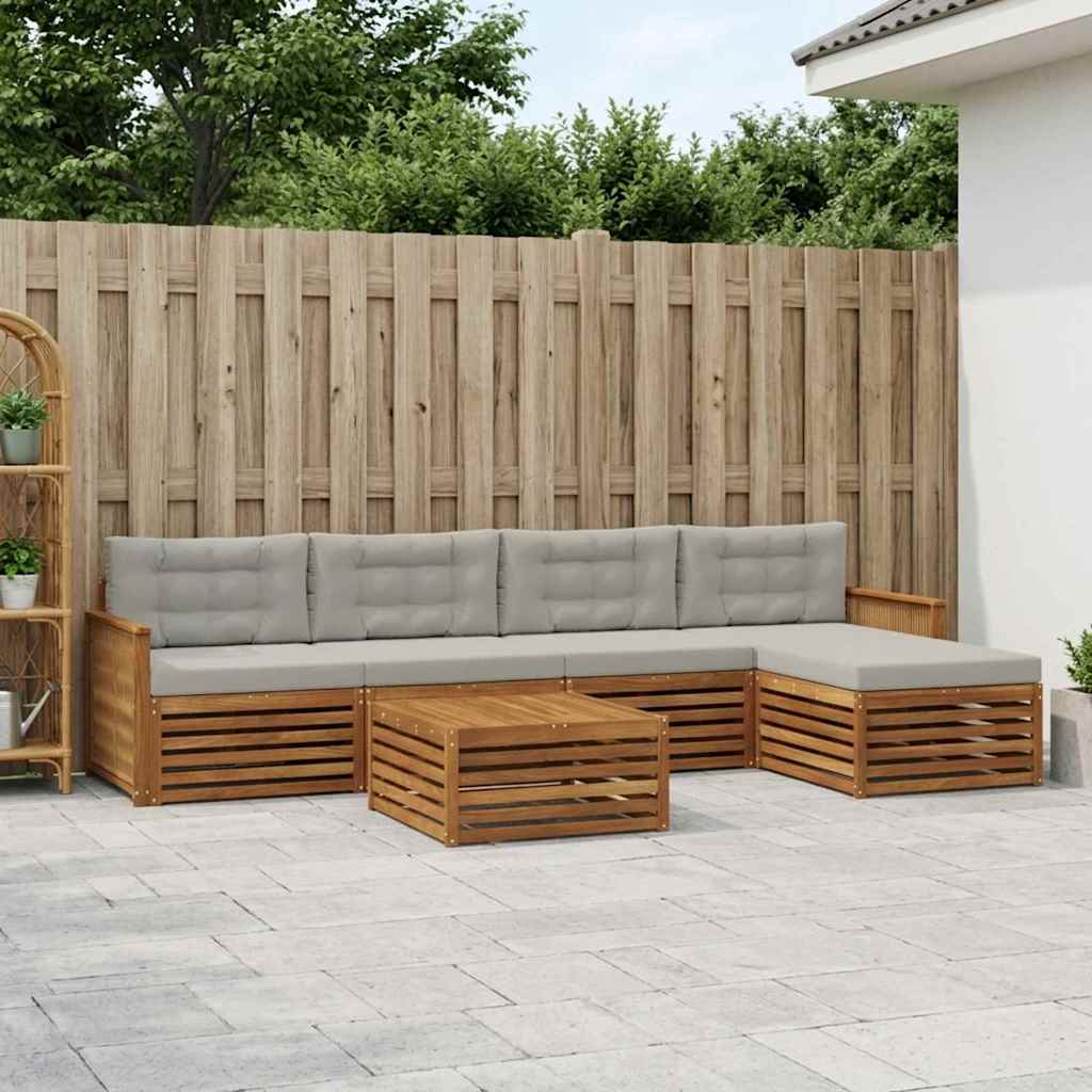 vidaXL Zestaw sof na zewnątrz z poduszką 6 pcs Naturalny i jasnoszary