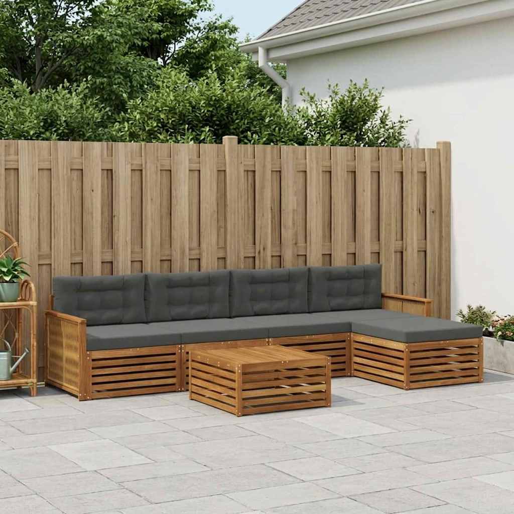 vidaXL Zestaw sof na zewnątrz z poduszką 6 pcs Naturalny i Antracytowy
