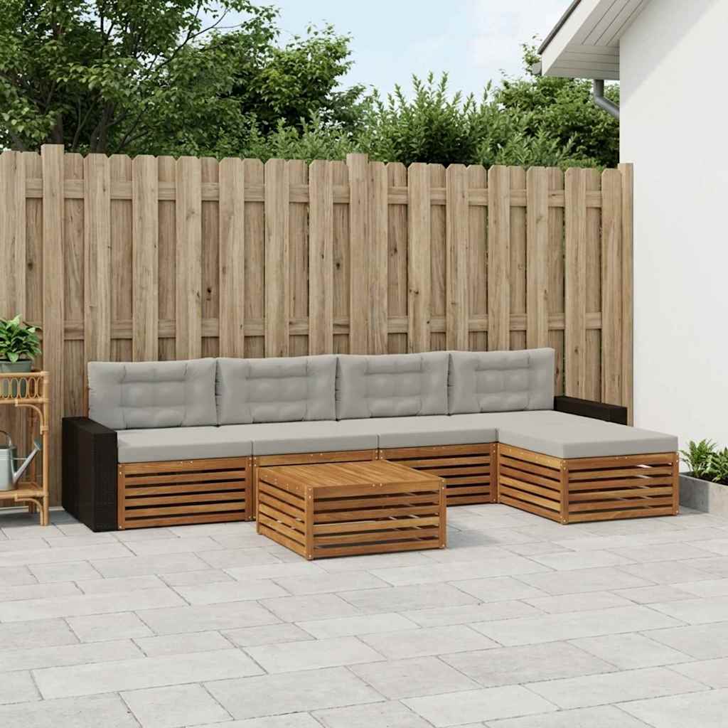 vidaXL Zestaw sof na zewnątrz 6 pcs Naturalny i jasnoszary