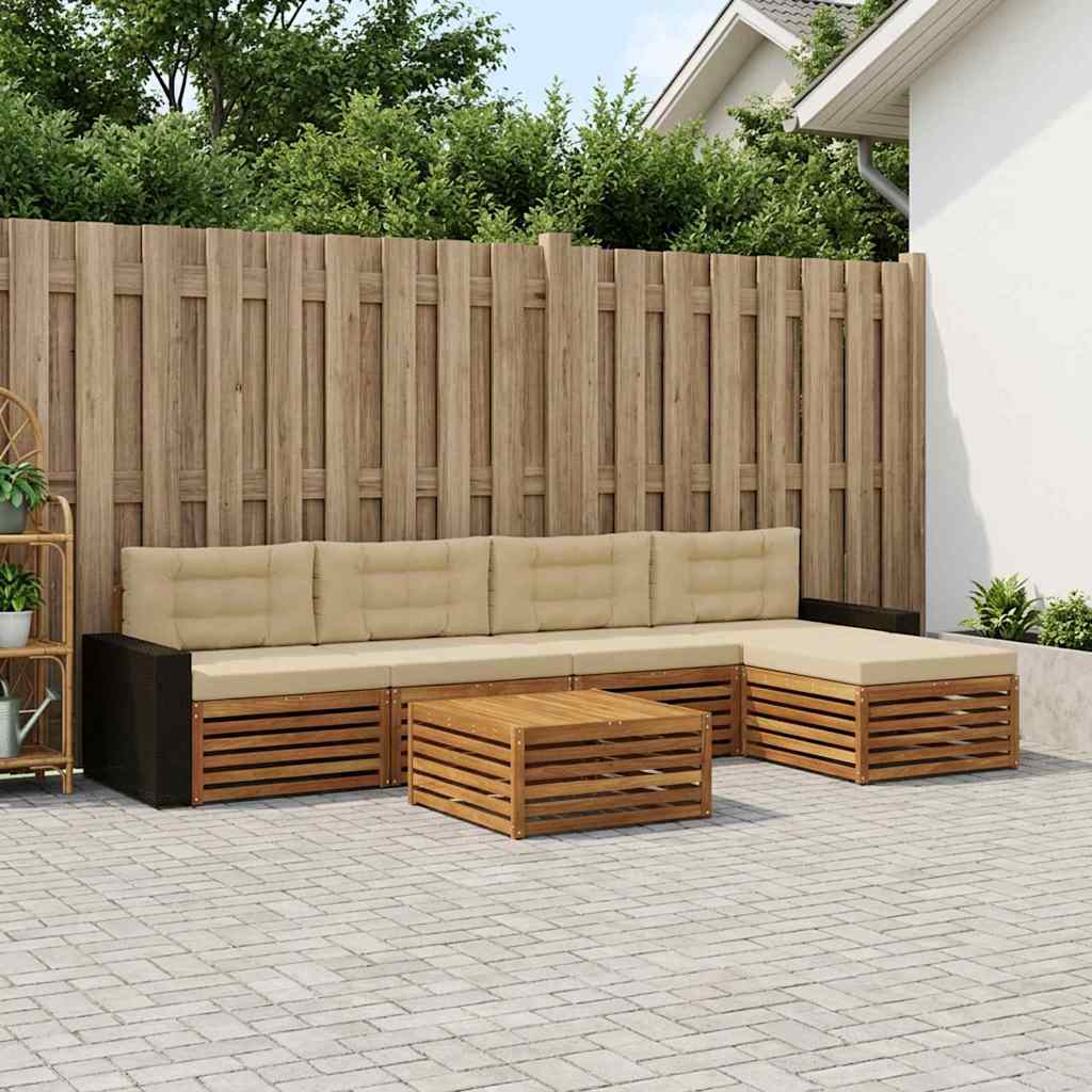 vidaXL Zestaw sof na zewnątrz 6 pcs Naturalny i Beżowy 79 x 79 x 37 cm