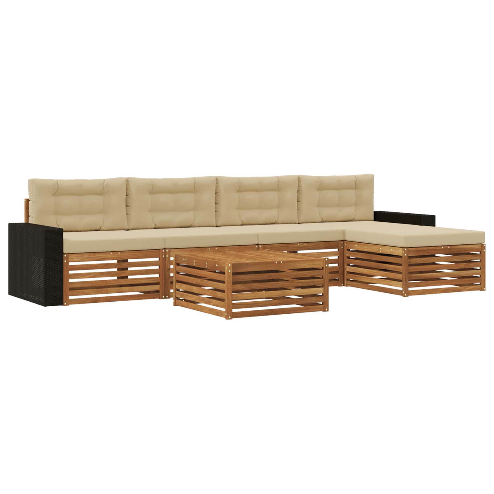 vidaXL Zestaw sof na zewnątrz 6 pcs Naturalny i Beżowy 79 x 79 x 37 cm