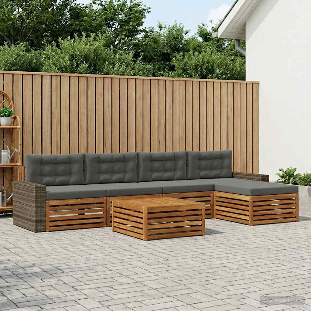 vidaXL Zestaw sof na zewnątrz 6 pcs Naturalny i Antracytowy