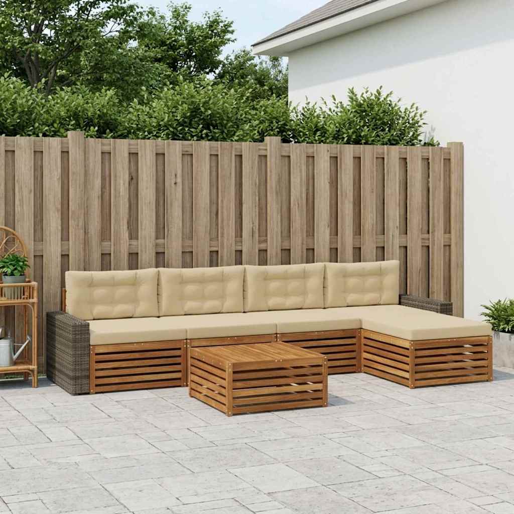 vidaXL Zestaw sof na zewnątrz 6 pcs Naturalny i Beżowy 79 x 79 x 37 cm