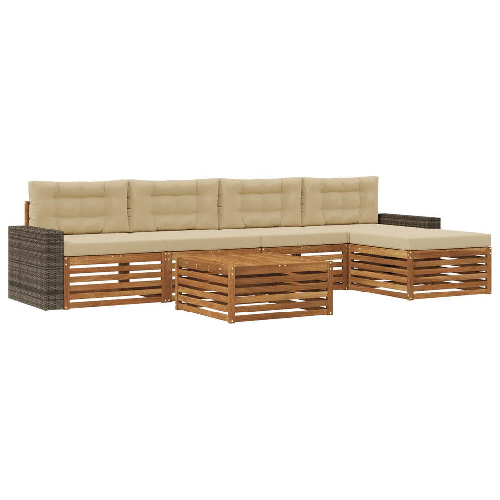 vidaXL Zestaw sof na zewnątrz 6 pcs Naturalny i Beżowy 79 x 79 x 37 cm