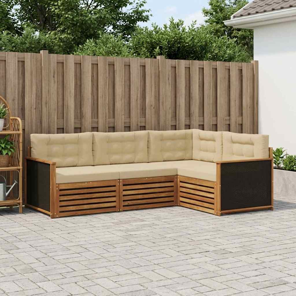 vidaXL Zestaw sof na zewnątrz 4 pcs Naturalny i Beżowy