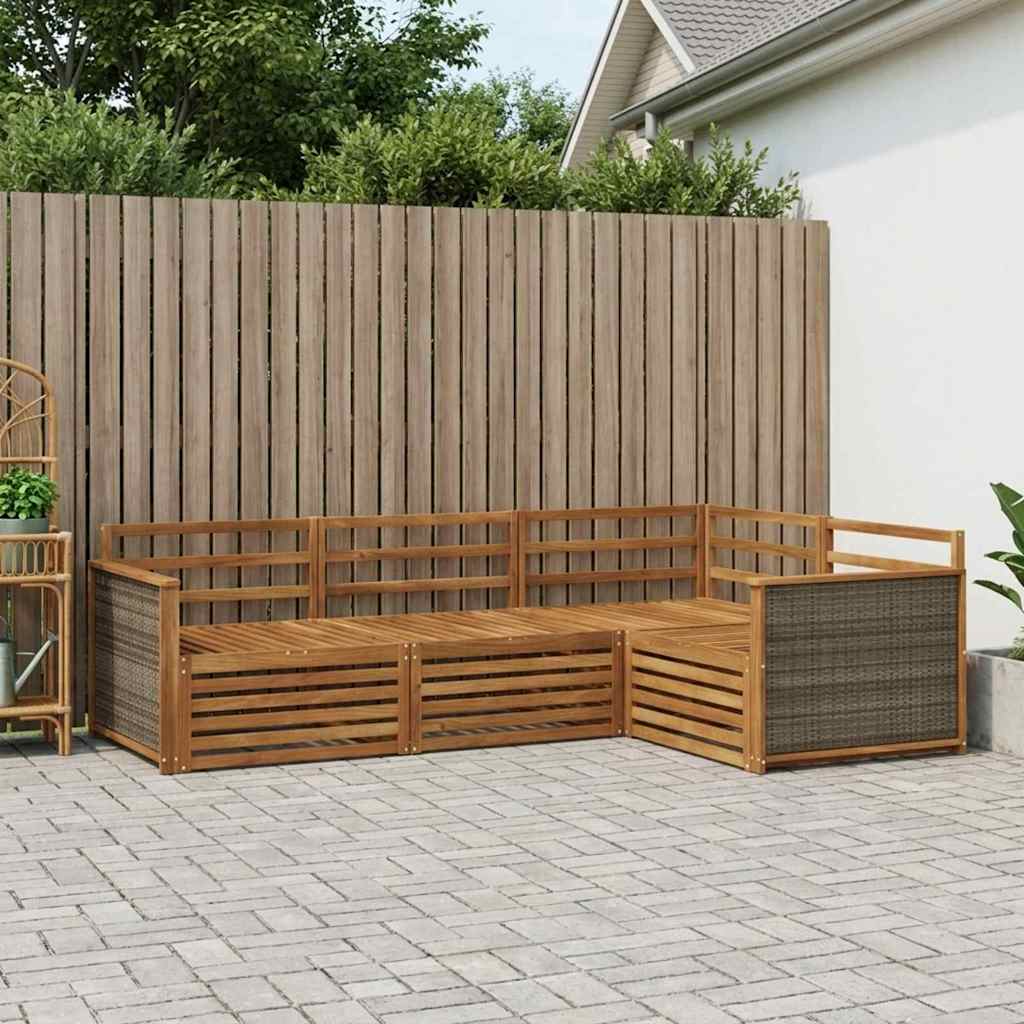 vidaXL Zestaw sof na zewnątrz 4 pcs naturalny Lite Drewno Akacji