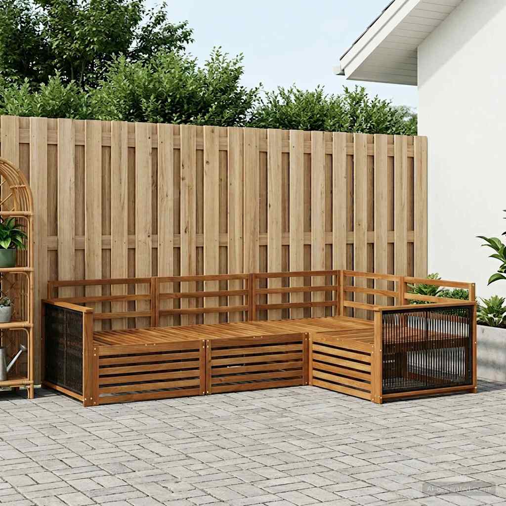 vidaXL Zestaw sof na zewnątrz 4 pcs naturalny Lite Drewno Akacji