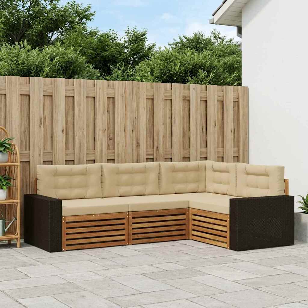 vidaXL Zestaw sof na zewnątrz 4 pcs Naturalny i Beżowy