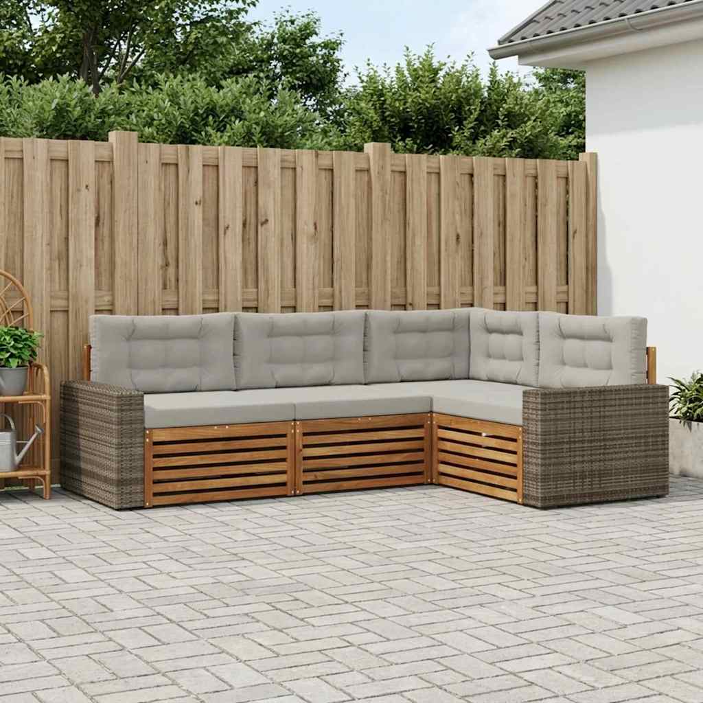 vidaXL Zestaw sof na zewnątrz 4 pcs Naturalny i jasnoszary
