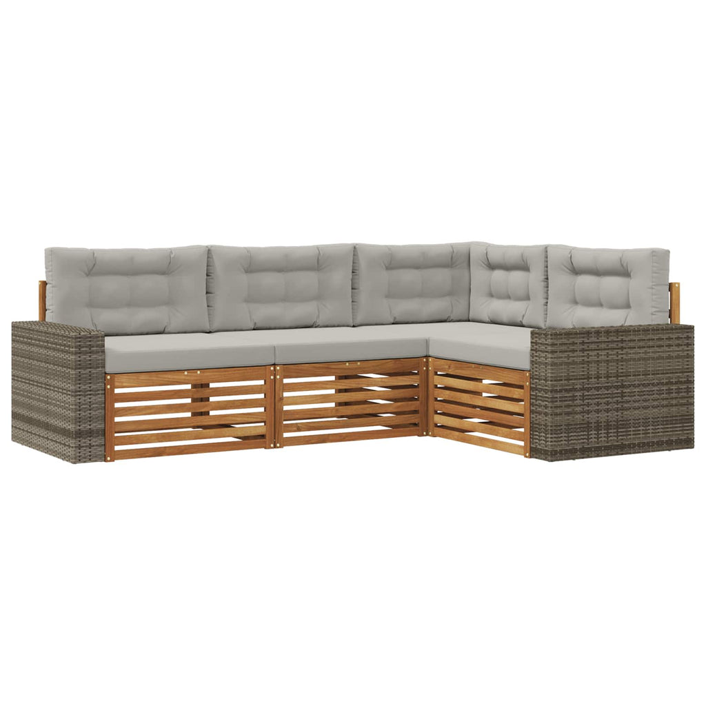 vidaXL Zestaw sof na zewnątrz 4 pcs Naturalny i jasnoszary