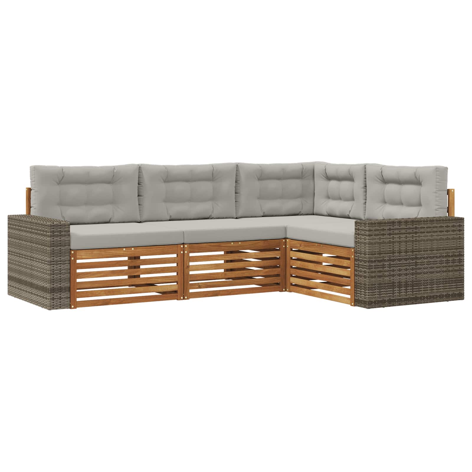 vidaXL Zestaw sof na zewnątrz 4 pcs Naturalny i jasnoszary