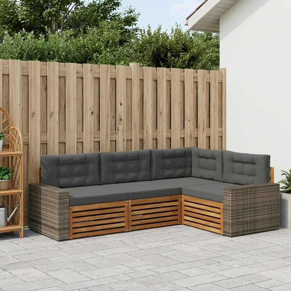 vidaXL Zestaw sof na zewnątrz 4 pcs Naturalny i Antracytowy