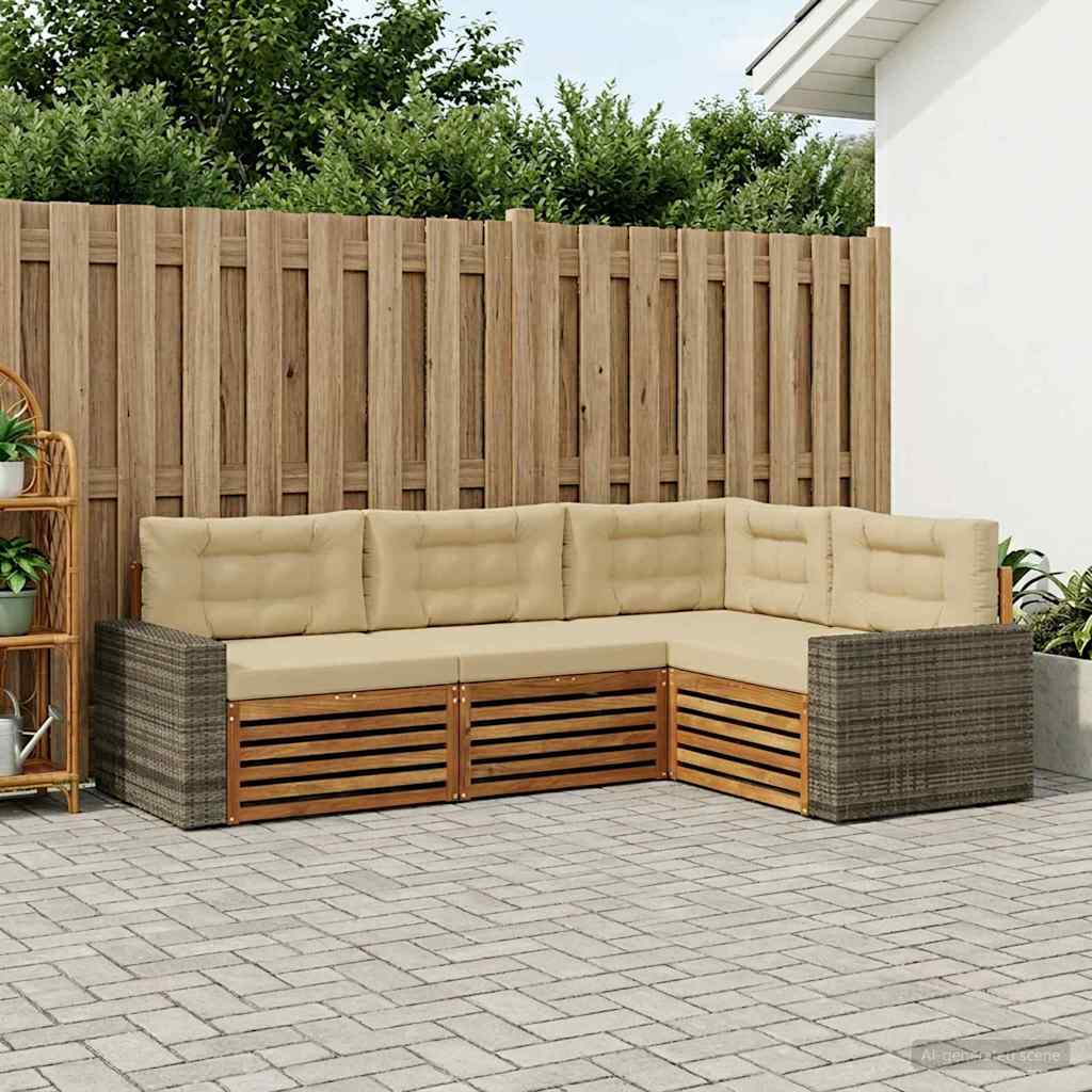 vidaXL Zestaw sof na zewnątrz 4 pcs Naturalny i Beżowy
