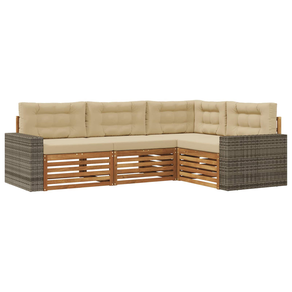 vidaXL Zestaw sof na zewnątrz 4 pcs Naturalny i Beżowy