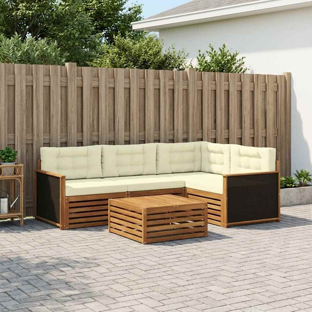 vidaXL Zestaw sof na zewnątrz 5 pcs Naturalny i Kremowy