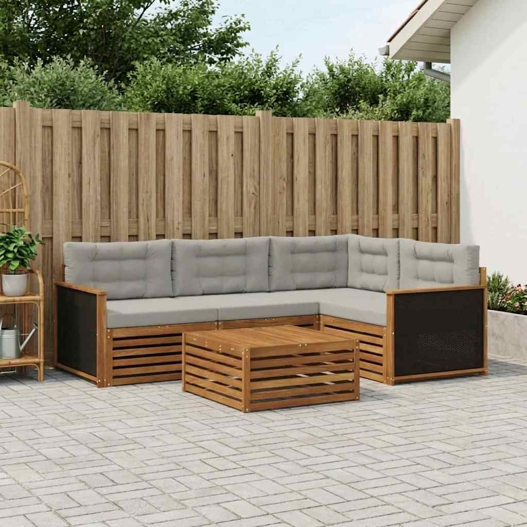 vidaXL Zestaw sof na zewnątrz 5 pcs Naturalny i jasnoszary
