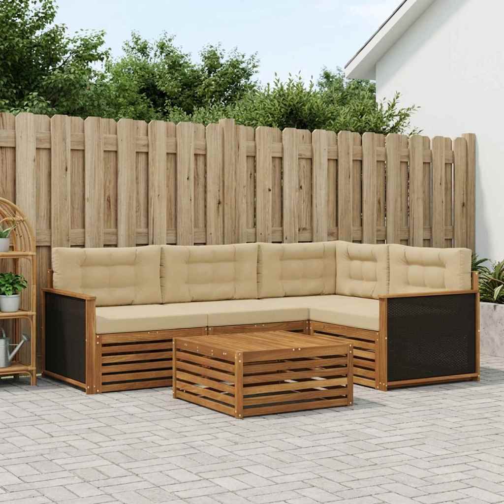 vidaXL Zestaw sof na zewnątrz 5 pcs Naturalny i Beżowy 79 x 79 x 37 cm