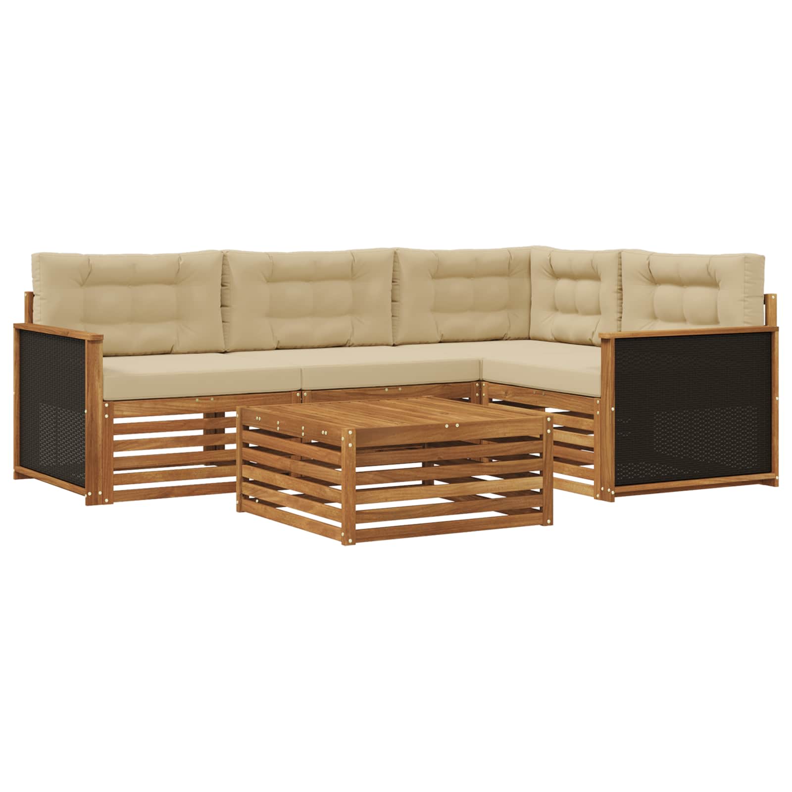 vidaXL Zestaw sof na zewnątrz 5 pcs Naturalny i Beżowy 79 x 79 x 37 cm