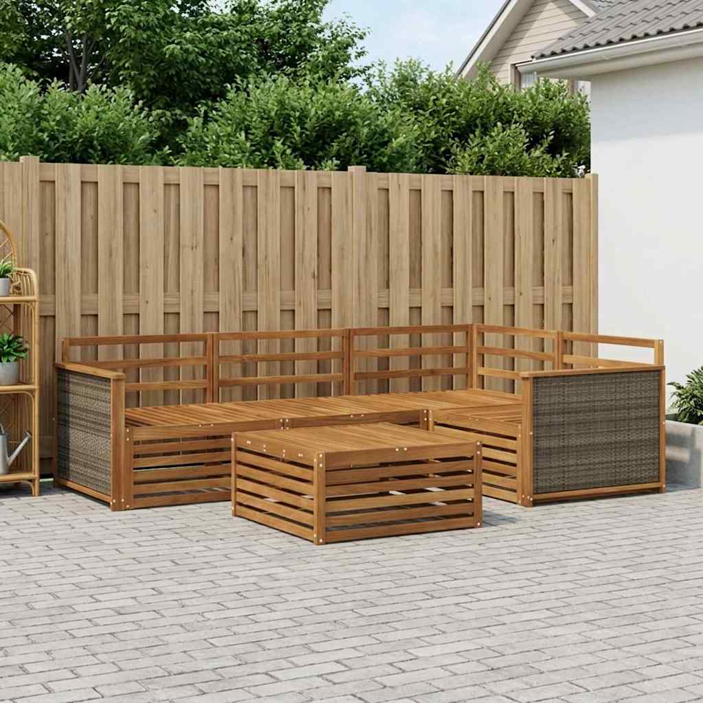 vidaXL Zestaw sof na zewnątrz 5 pcs naturalny Lite Drewno Akacji