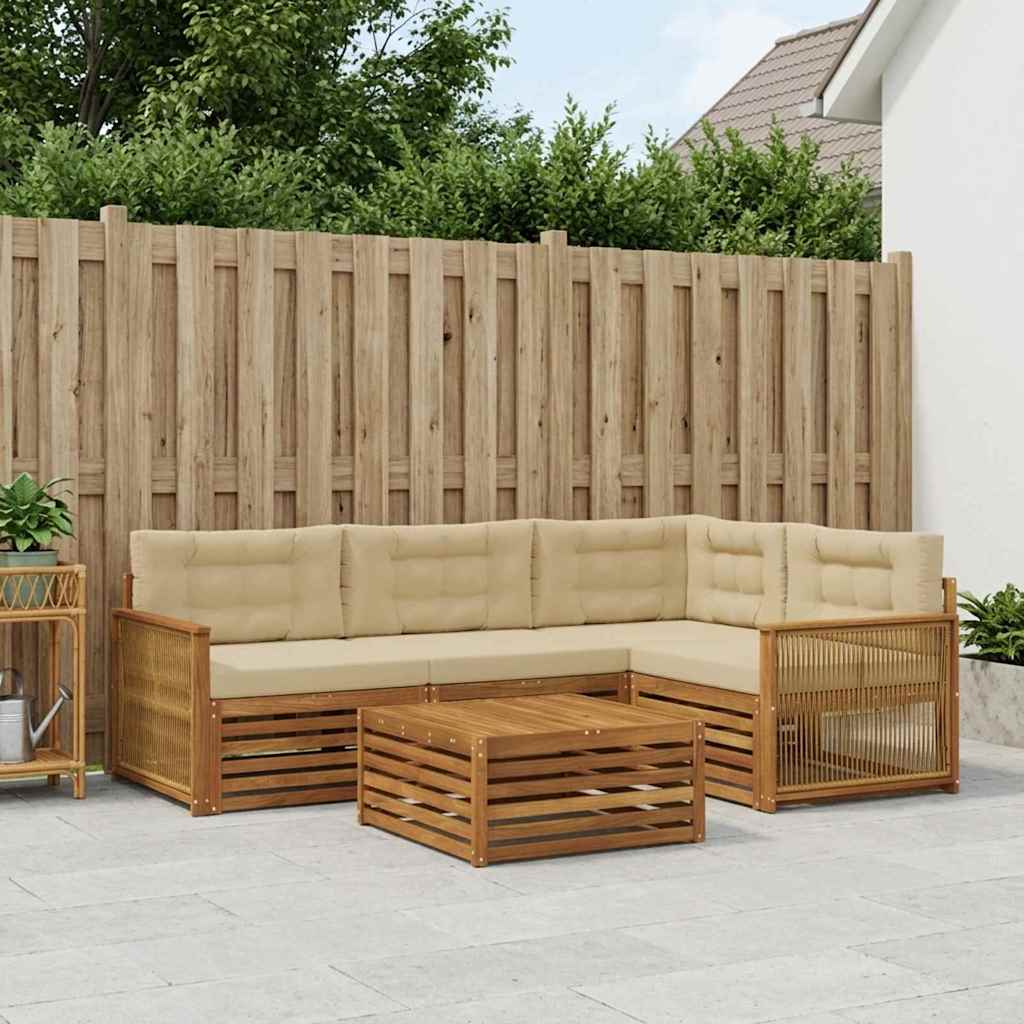 vidaXL Zestaw sof na zewnątrz z poduszką 5 pcs Naturalny i Beżowy