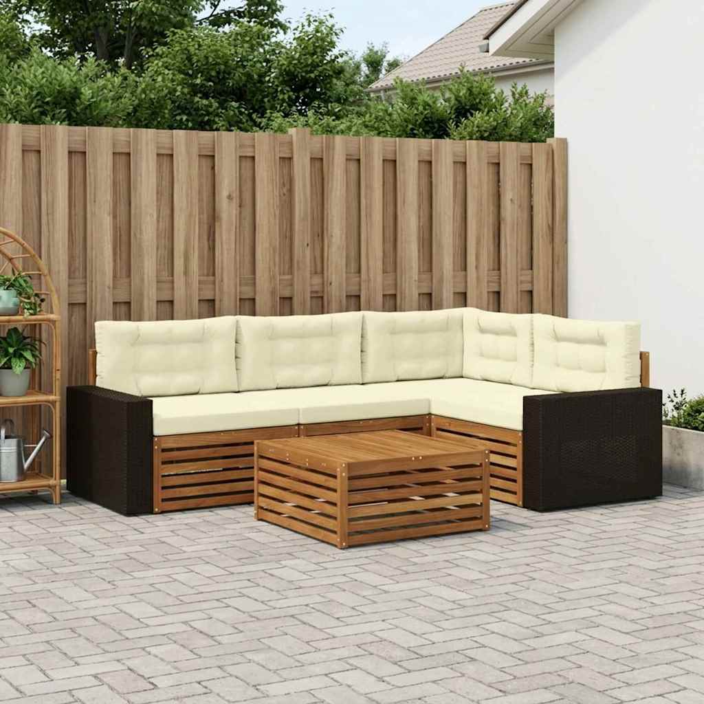 vidaXL Zestaw sof na zewnątrz 5 pcs Naturalny i Kremowy