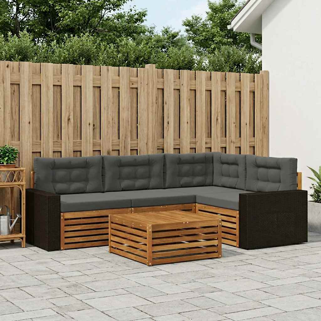 vidaXL Zestaw sof na zewnątrz 5 pcs Naturalny i Antracytowy