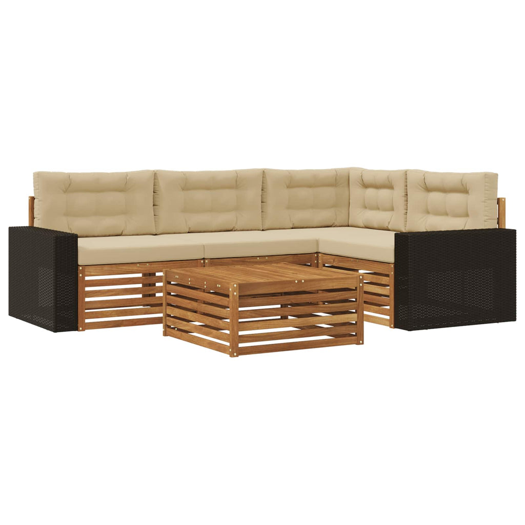 vidaXL Zestaw sof na zewnątrz 5 pcs Naturalny i Beżowy 79 x 79 x 37 cm