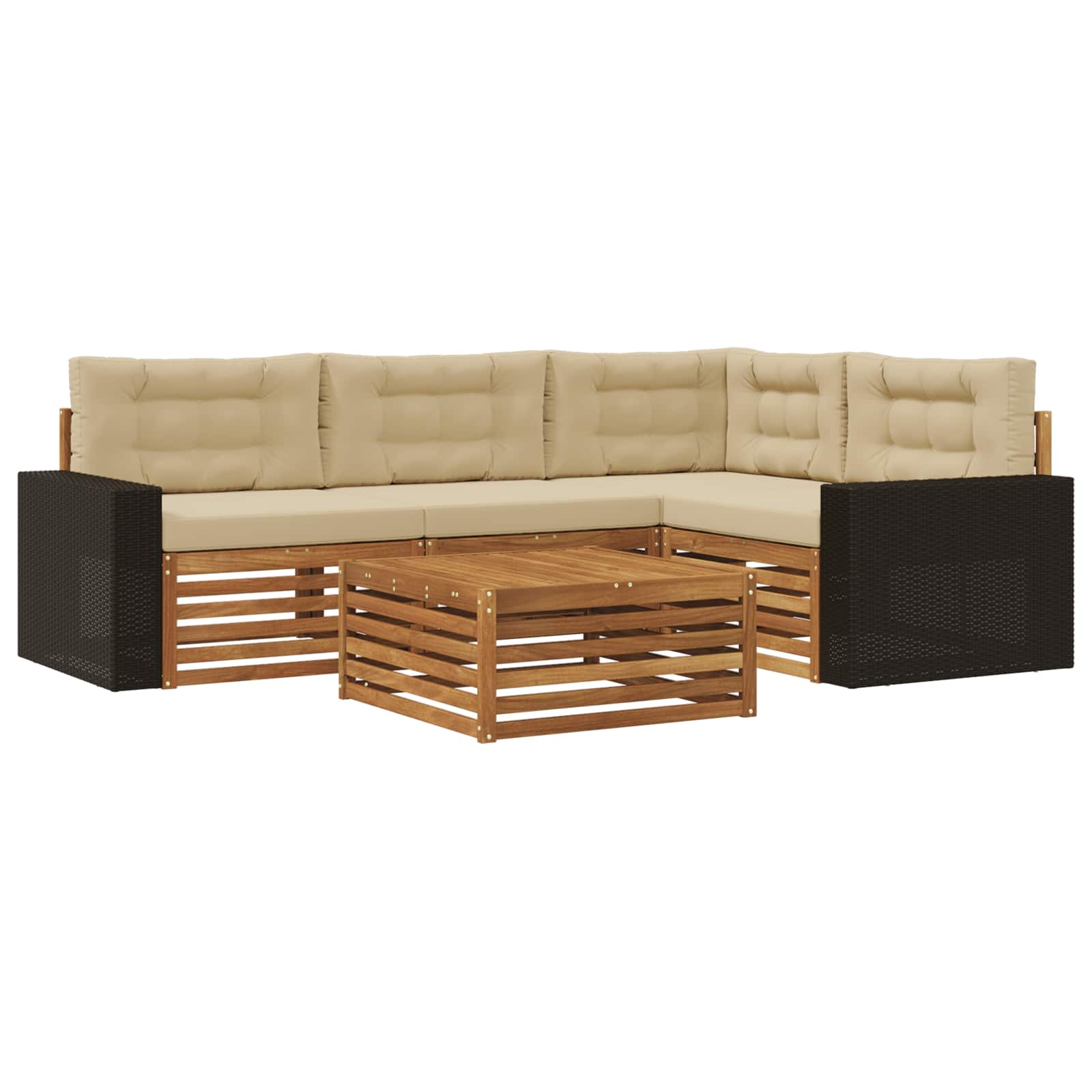 vidaXL Zestaw sof na zewnątrz 5 pcs Naturalny i Beżowy 79 x 79 x 37 cm